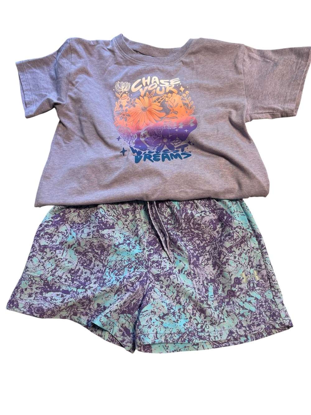 Under Armour Purple and Teal Athletic Shorts Set Youth M